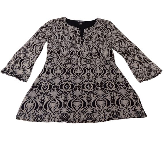 INC Retro Blouse Top M Embroidered Career Office Coquette Whimsygoth‎ Metallic - Picture 12 of 12